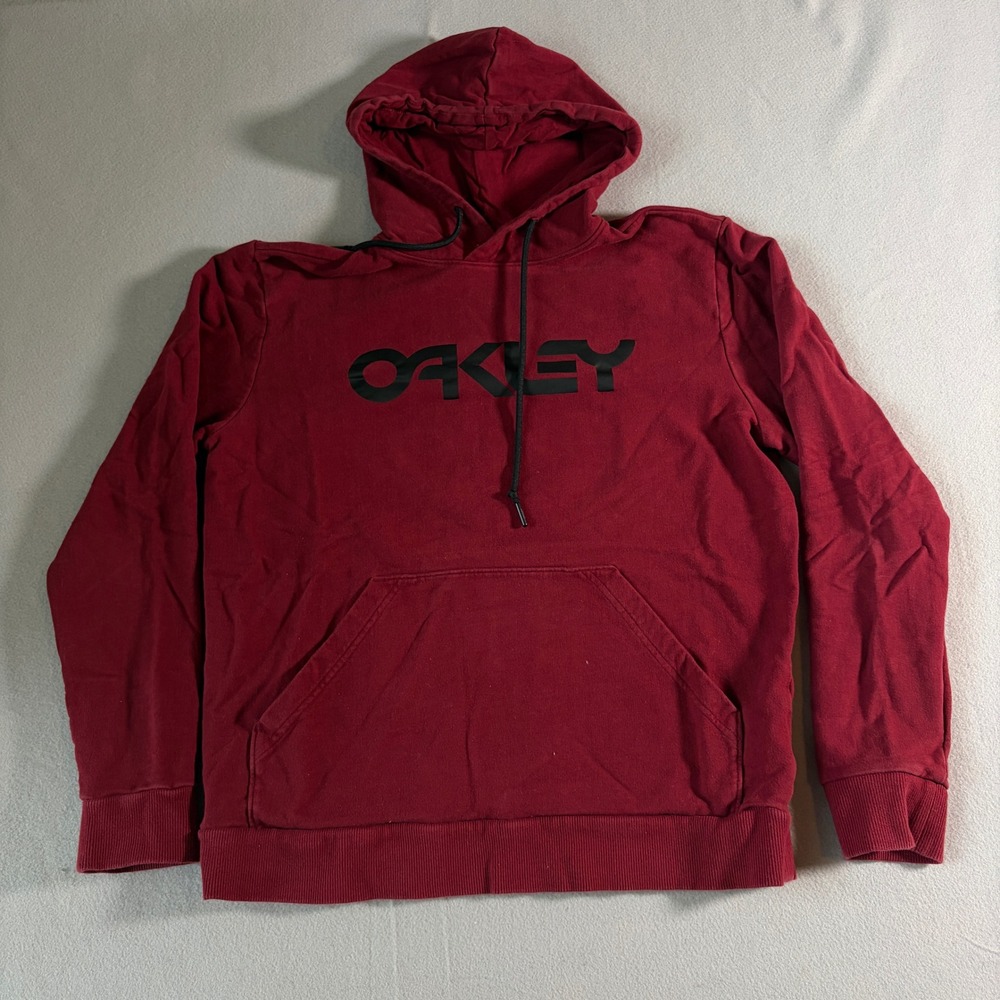 Oakley‎ Mens Logo Pullover Hoodie Red Burgundy Small Regular Fit